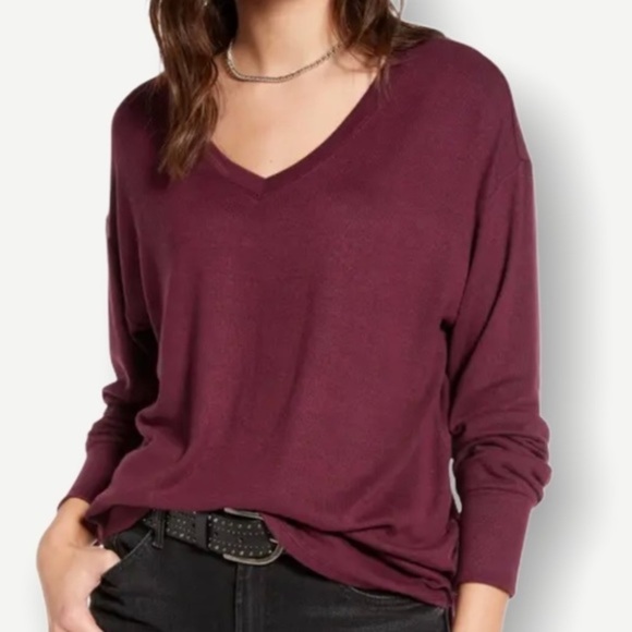 Treasure & Bond Sweaters - Treasure & Bond Nordstrom Cozy V-Neck Sweater Burgundy XL NWT